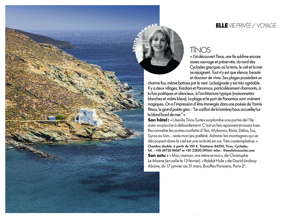 magazine elle about tinos by lolita chammah